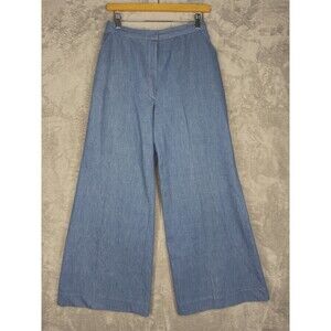 Vtg 70s Women Wide Leg Jeans 28x29.5 Blue Denim Light Wash Hippie 14 Leg Opening